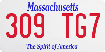MA license plate 309TG7