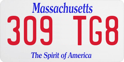 MA license plate 309TG8