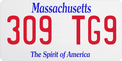 MA license plate 309TG9