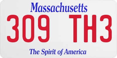 MA license plate 309TH3