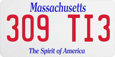 MA license plate 309TI3