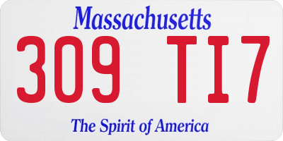 MA license plate 309TI7