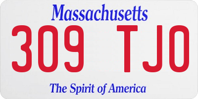 MA license plate 309TJ0