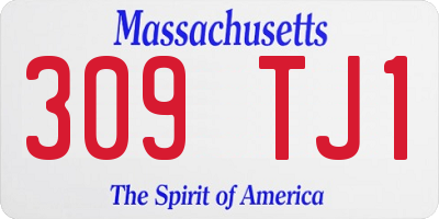 MA license plate 309TJ1