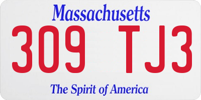 MA license plate 309TJ3