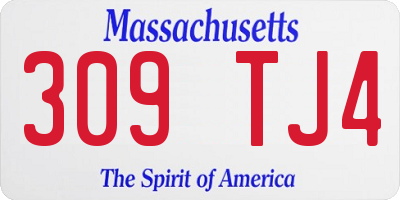 MA license plate 309TJ4