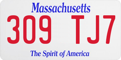 MA license plate 309TJ7