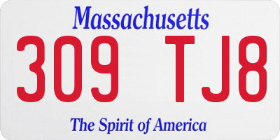 MA license plate 309TJ8