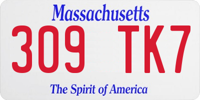 MA license plate 309TK7