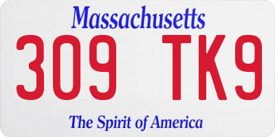 MA license plate 309TK9
