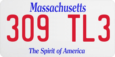 MA license plate 309TL3