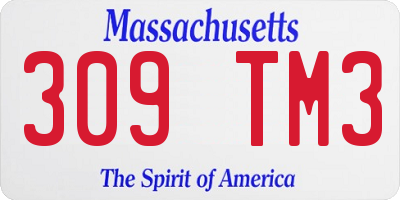 MA license plate 309TM3
