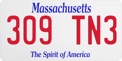 MA license plate 309TN3