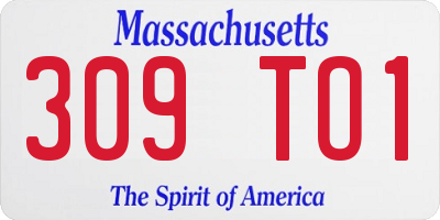 MA license plate 309TO1
