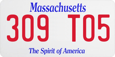 MA license plate 309TO5