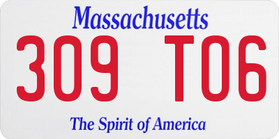 MA license plate 309TO6