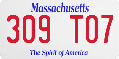 MA license plate 309TO7