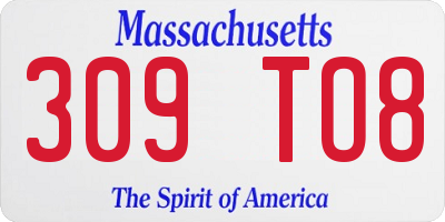 MA license plate 309TO8