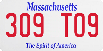 MA license plate 309TO9