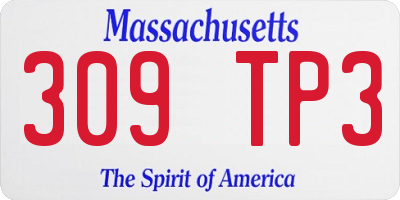 MA license plate 309TP3