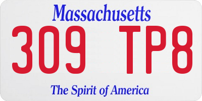 MA license plate 309TP8