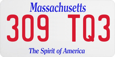 MA license plate 309TQ3
