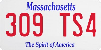 MA license plate 309TS4