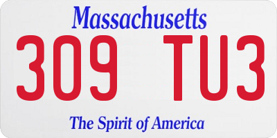 MA license plate 309TU3