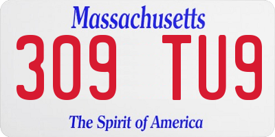 MA license plate 309TU9
