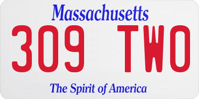 MA license plate 309TW0