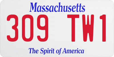 MA license plate 309TW1