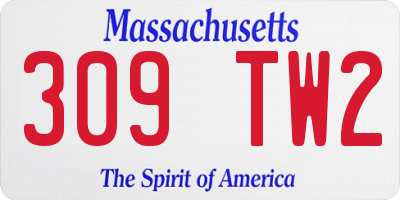 MA license plate 309TW2