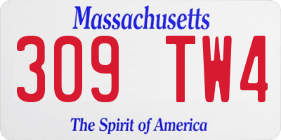 MA license plate 309TW4