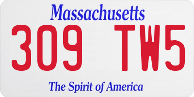 MA license plate 309TW5