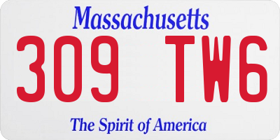 MA license plate 309TW6