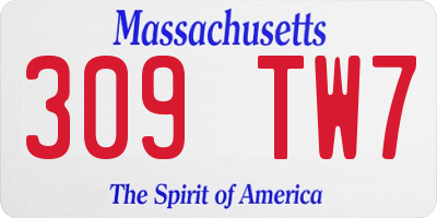 MA license plate 309TW7