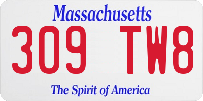MA license plate 309TW8