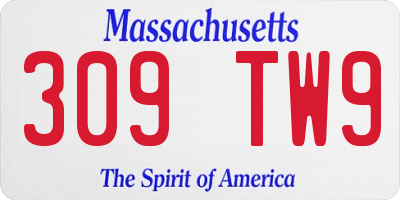 MA license plate 309TW9