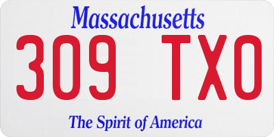 MA license plate 309TX0