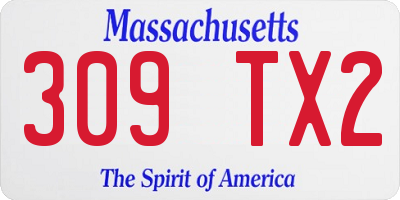 MA license plate 309TX2
