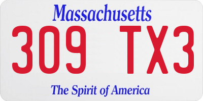 MA license plate 309TX3