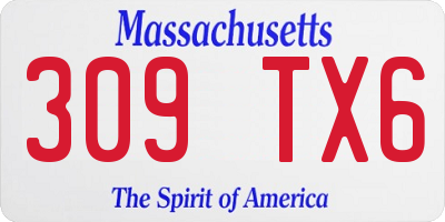 MA license plate 309TX6