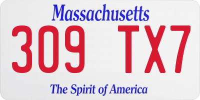 MA license plate 309TX7