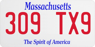 MA license plate 309TX9