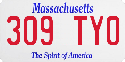 MA license plate 309TY0