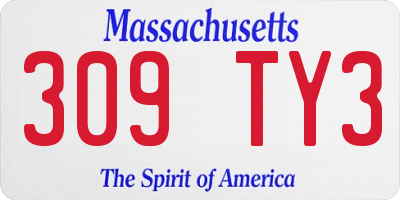 MA license plate 309TY3