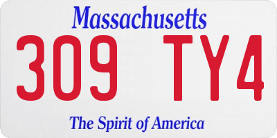 MA license plate 309TY4