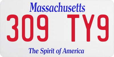 MA license plate 309TY9