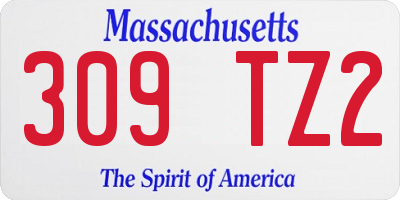 MA license plate 309TZ2