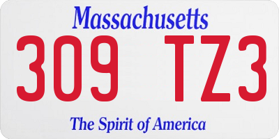 MA license plate 309TZ3